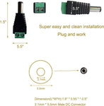 2.1x5.5MM 12V Male DC Power Jack Plug Adapter Connector for CCTV Camera Cable Wire Ends Plug Barrel Green