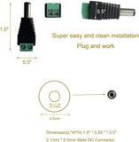 2.1x5.5MM 12V Male DC Power Jack Plug Adapter Connector for CCTV Camera Cable Wire Ends Plug Barrel Green