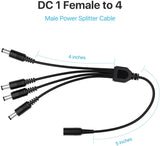 1 to 4 Way DC Power Splitter Adapter Cable 1 though 4 Cords