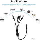 1 to 4 Way DC Power Splitter Adapter Cable 1 though 4 Cords